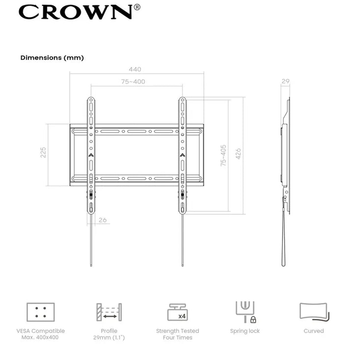 Стойка за телевизор Crown WM75K3275FX