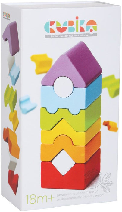 Дървена кула за баланс Cubika, 8 части