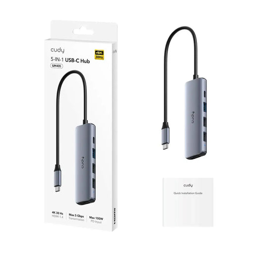 CUDY UH405 5-В-1 USB-C хъб с HDMI 4K
