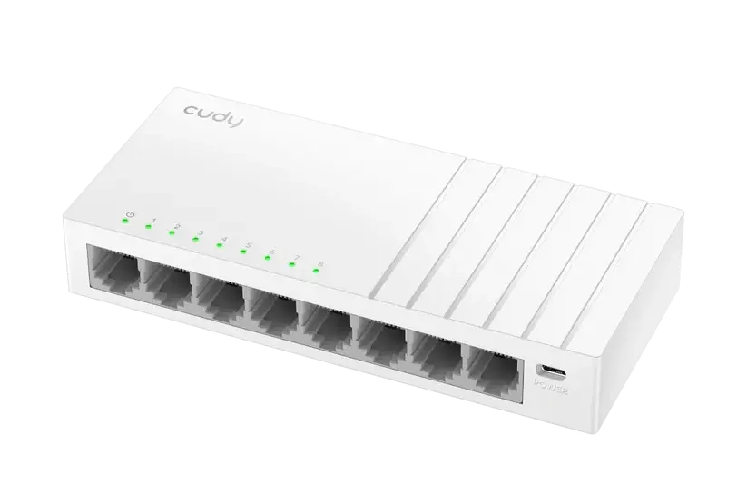 Суич Cudy GS108U, 8-портов 10/100/1000 Mbps RJ 45, USB-C - Бял