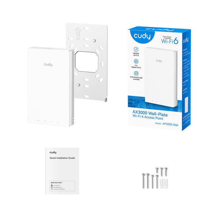 Cudy AX3000 Gigabit стенна планка Wi-Fi 6 Access 2976 Mbit/s бяла