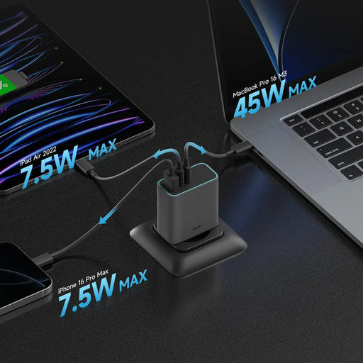 Cuktech CUKAD653EUGR 65W GaN зарядно за стена 2 x USB-C 1 x