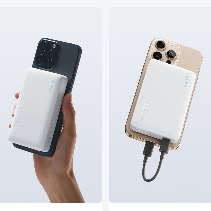 Cuktech WPB100N 20W 10000mAh Магнитна външна батерия със стойка - бяла