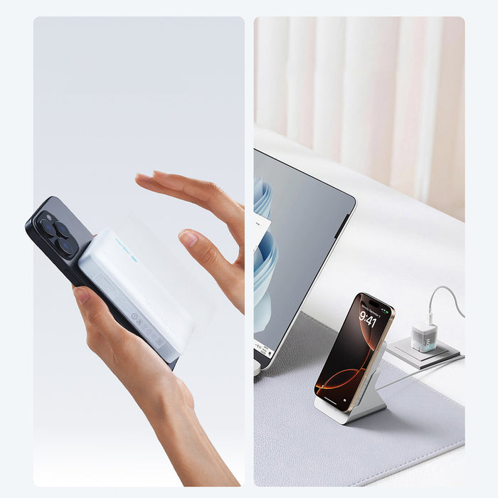 Cuktech WPB100N 20W 10000mAh Магнитна външна батерия със стойка - бяла