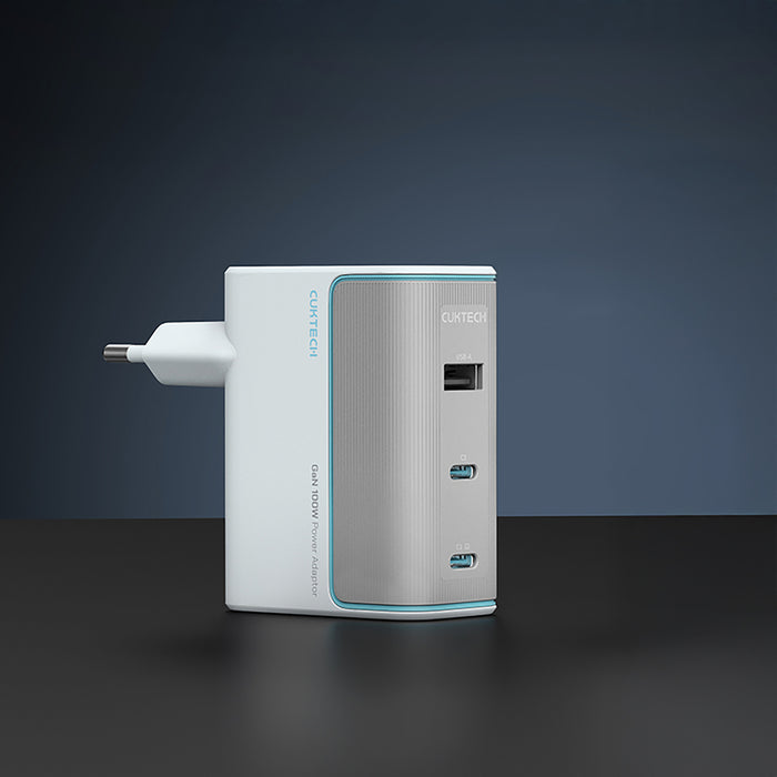 Зарядно за стена Cuktech AD1003EU 100W GaN 2x USB-C + USB-A с кабел - бяло