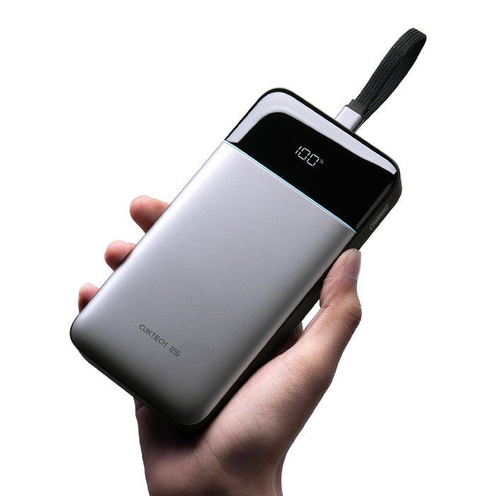 Външна батерия Cuktech LPB252N 120W 25000mAh с вграден USB-C кабел - сива