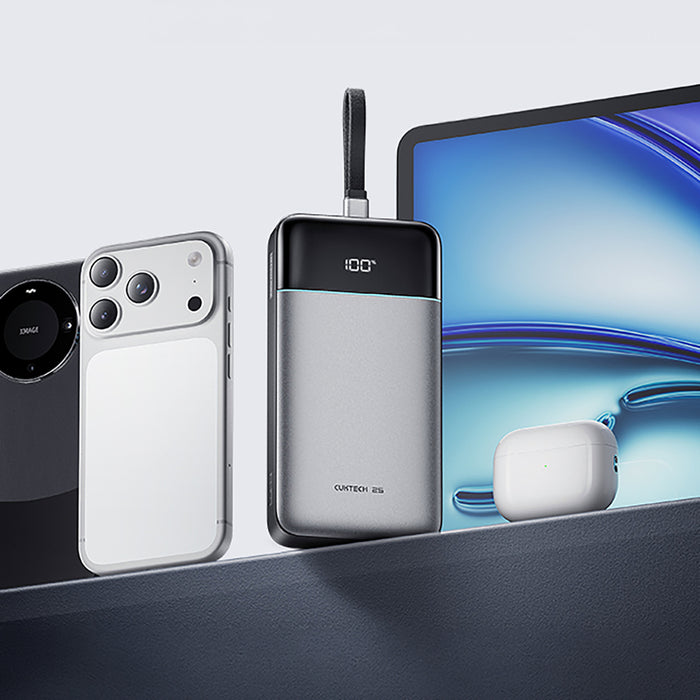 Външна батерия Cuktech LPB252N 120W 25000mAh с вграден USB-C кабел - сива