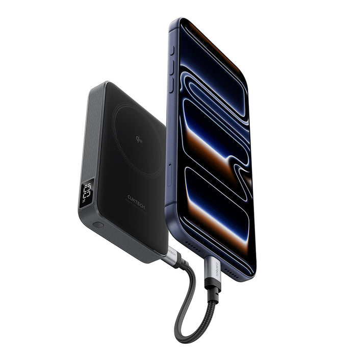 Cuktech WPB100 10000 mAh Qi2 Магнитна външна батерия 30W със стойка - Черна