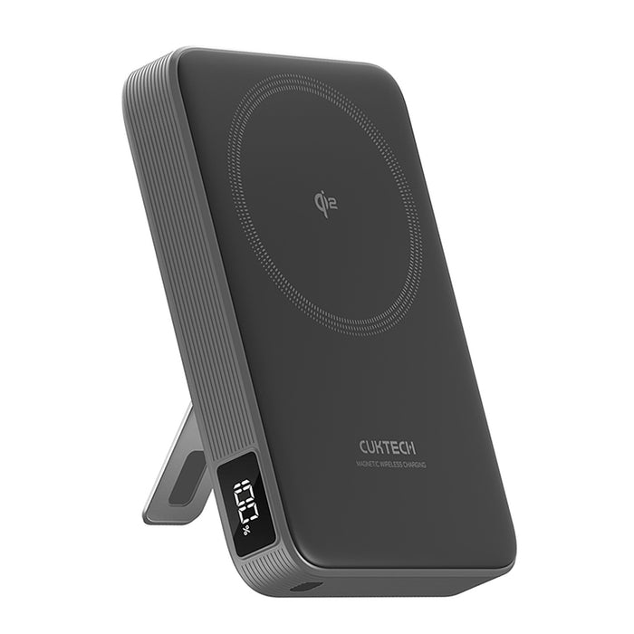 Cuktech WPB100 10000 mAh Qi2 Магнитна външна батерия 30W със стойка - Черна