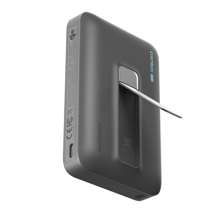Cuktech WPB100 10000 mAh Qi2 Магнитна външна батерия 30W със стойка - Черна