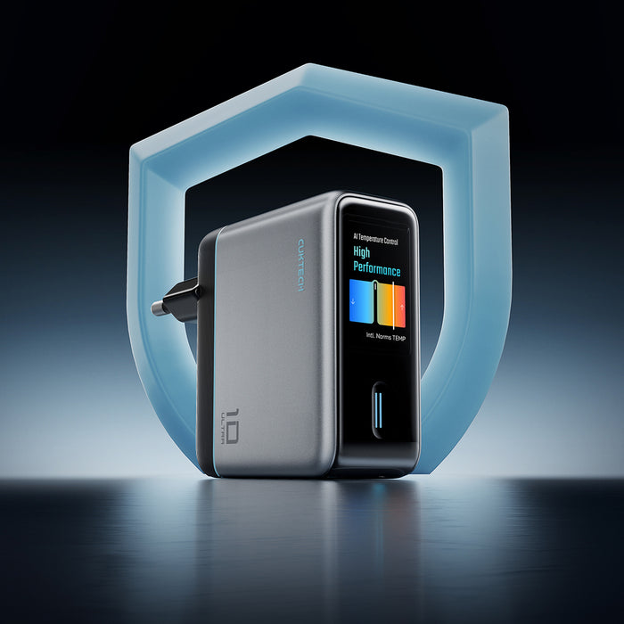 Зарядно за стена Cuktech AD1204U 120W с дисплей и USB-C кабел - сребристо
