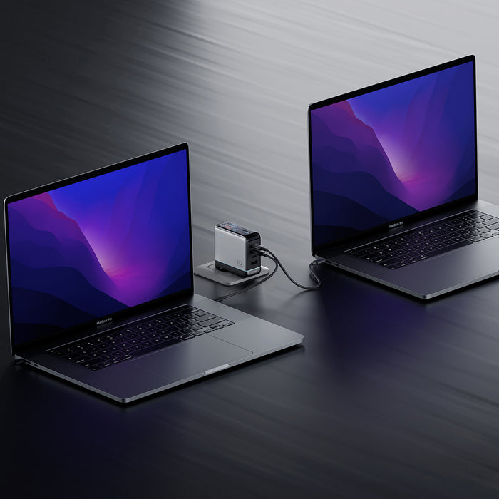 Зарядно за стена Cuktech AD1204U 120W с дисплей и USB-C кабел - сребристо