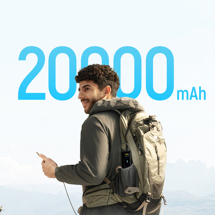 Външна батерия Cuktech PB200U 210W 20000mAh 2x USB-C + USB-A с TFT дисплей и 240W USB-C кабел - черна