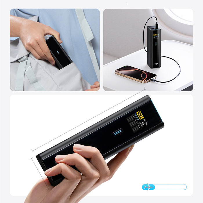 Външна батерия Cuktech PB200U 210W 20000mAh 2x USB-C + USB-A с TFT дисплей и 240W USB-C кабел - черна