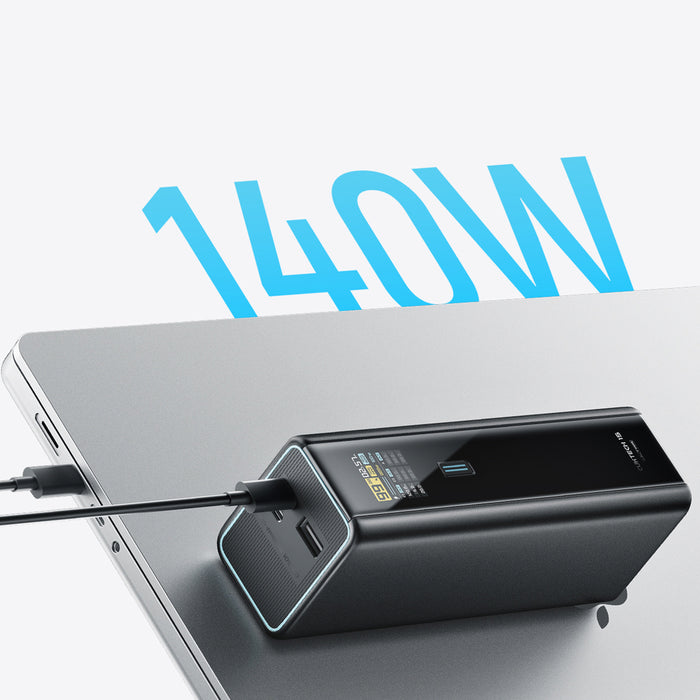 Външна батерия Cuktech PB200U 210W 20000mAh 2x USB-C + USB-A с TFT дисплей и 240W USB-C кабел - черна