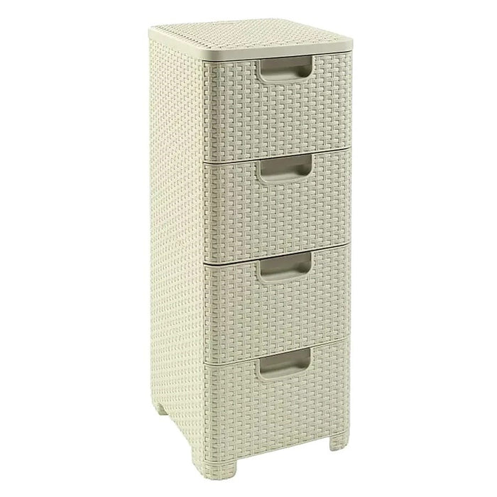Шкаф за съхранение CURVER Rattan 209907 с 4 чекмеджета × 14 л, кремав