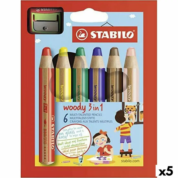 Цветни моливи Stabilo Woody Многоцветен 6 Части (5 броя)