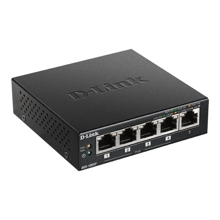 D-LINK 5 Gigabit ports including 4 ports supporting PoE