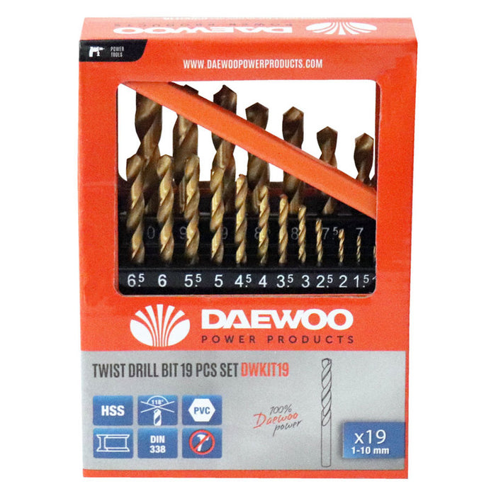 КОМПЛЕКТ СВРЕДЛА ЗА МЕТАЛ DAEWOO DWKIT19 19 БРОЯ