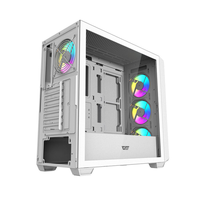 Кутия за компютър Darkflash DS900WD ATX (бяла) + 4 вентилатора
