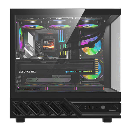Кутия за компютър DarkFlash DS950V с дисплей (черна) + 6 вентилатора