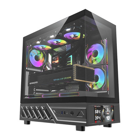 Кутия за компютър DarkFlash DS950V с дисплей (черна) + 6 вентилатора