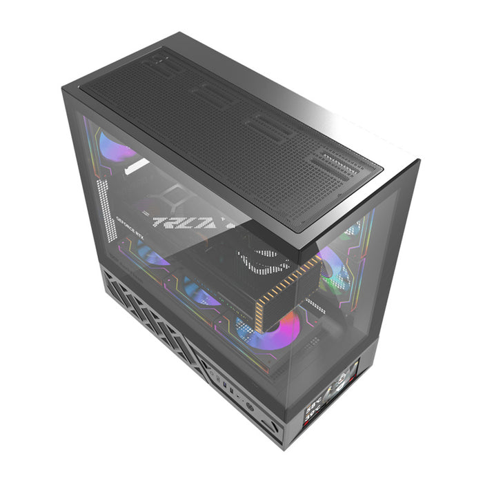 Кутия за компютър DarkFlash DS950V с дисплей (черна) + 6 вентилатора