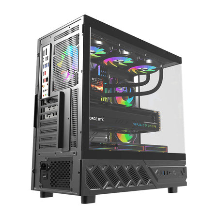 Кутия за компютър DarkFlash DS950V с дисплей (черна) + 6 вентилатора
