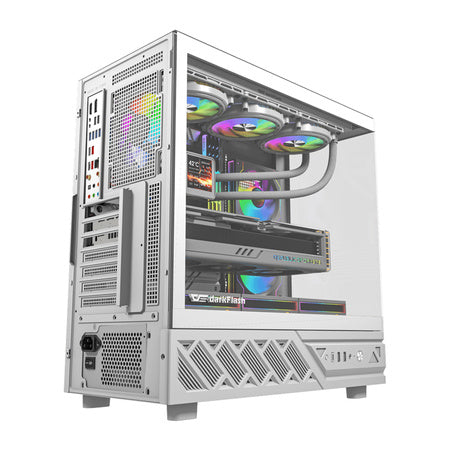Кутия за компютър DarkFlash DS950V с дисплей (бяла) + 6 вентилатора