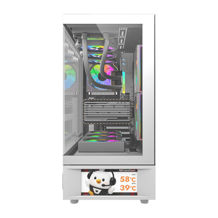 Кутия за компютър DarkFlash DS950V с дисплей (бяла) + 6 вентилатора