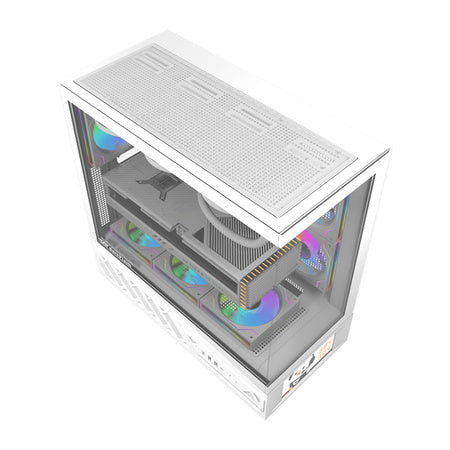 Кутия за компютър DarkFlash DS950V с дисплей (бяла) + 6 вентилатора
