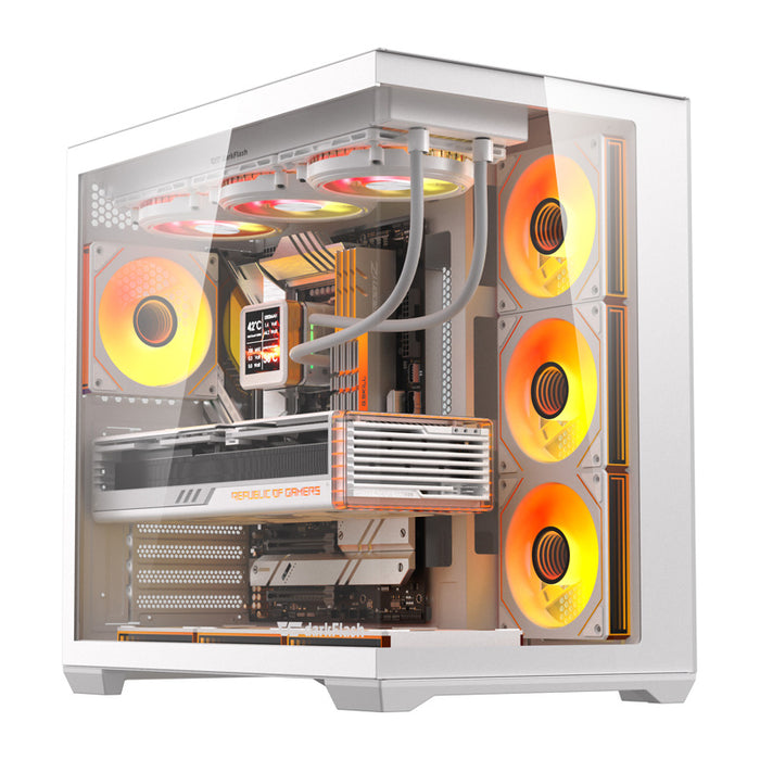 Кутия за компютър DarkFlash C280 (бяла) + 7 вентилатора