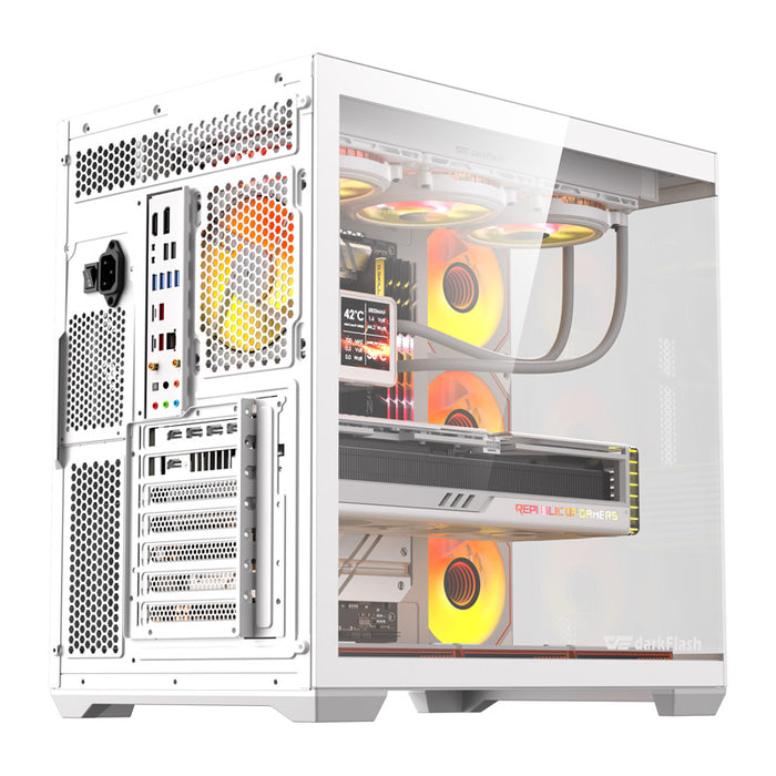Кутия за компютър DarkFlash C280 (бяла) + 7 вентилатора