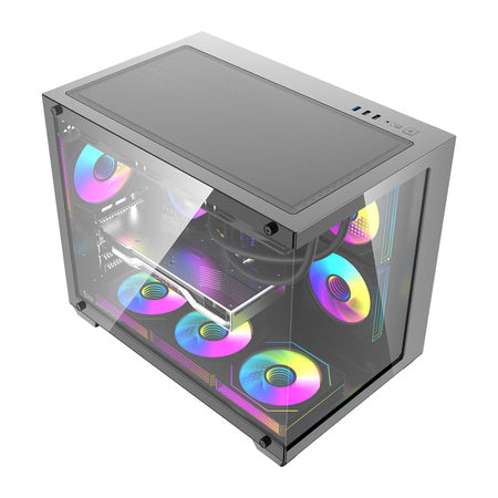 Кутия за компютър DarkFlash B275 PRO (черна) + 6 вентилатора