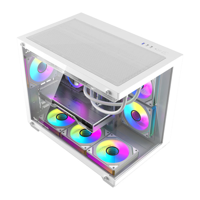 Кутия за компютър DarkFlash B275 PRO (бяла) + 6 вентилатора