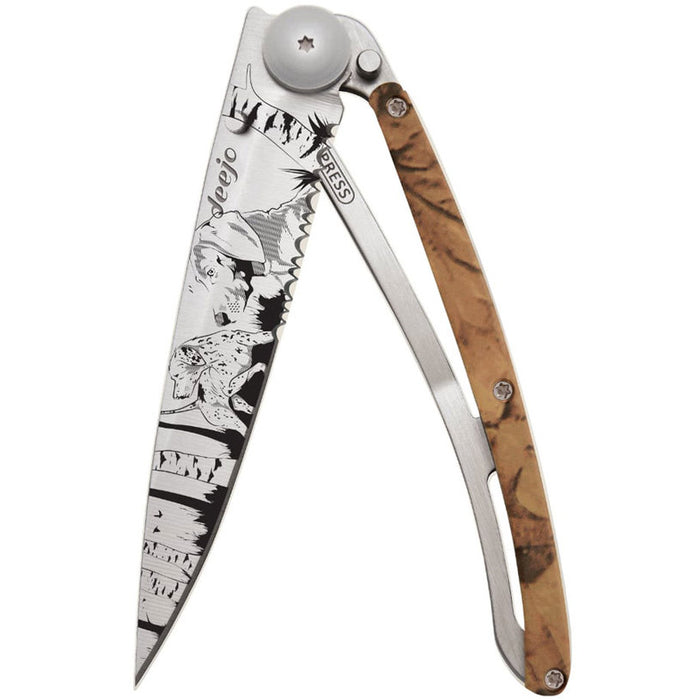 ДЖОБЕН НОЖ DEEJO SERRATED BROWN-HUNTING