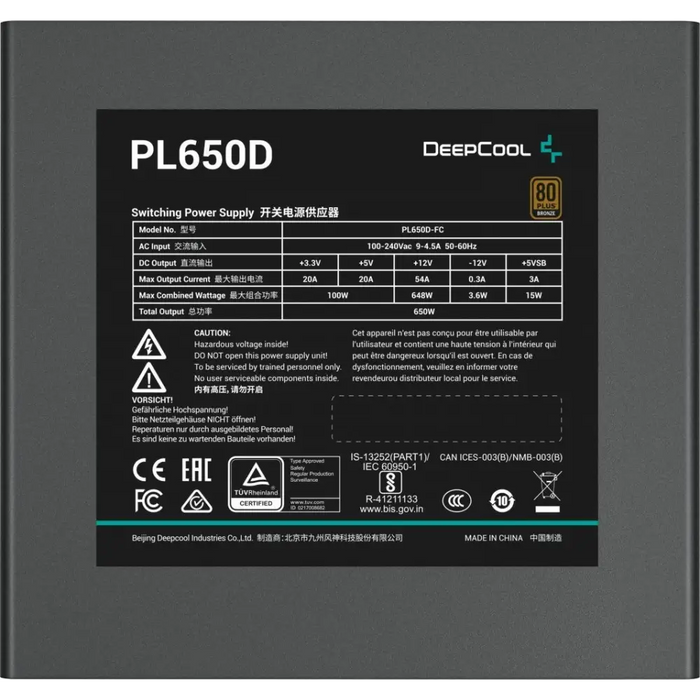 DeepCool PL650D захранване 650 W 20 + 4 pin ATX ATX Черен