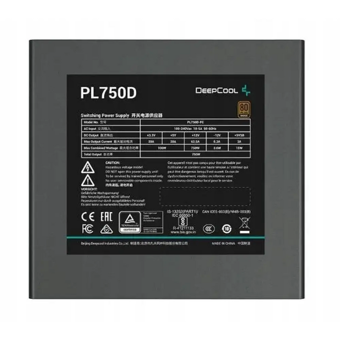 DeepCool PL750D захранване 750 W 20 + 4 pin ATX ATX Черен