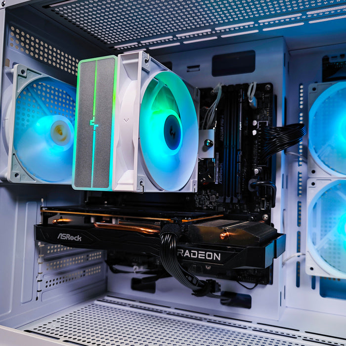Гейминг настолен компютър LEVEL UP QUARTZ EVO WHITE AMD RYZEN 5 7500F, AMD RADEON RX 7600, RAM ПАМЕТ 16 GB, 6000 MHz