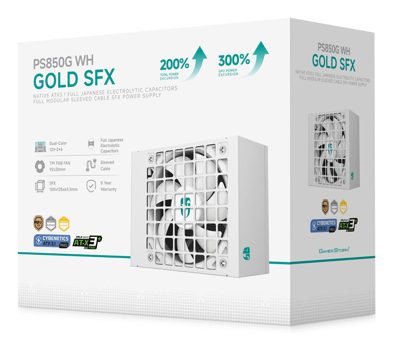 Захранващ блок Gamer Storm PS850G WH, 850 W, 20+4-пинов, ATX, ATX, бял