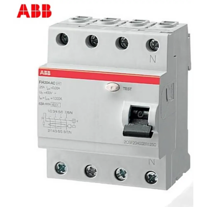 ДЕФЕКТНОТОКОВА ЗАЩИТА 4P 25А 30MА AC ABB