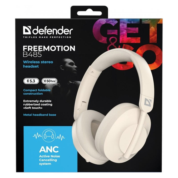 Безжични слушалки тип „over-ear“ Defender FreeMotion B485 ANC 63486 бежови
