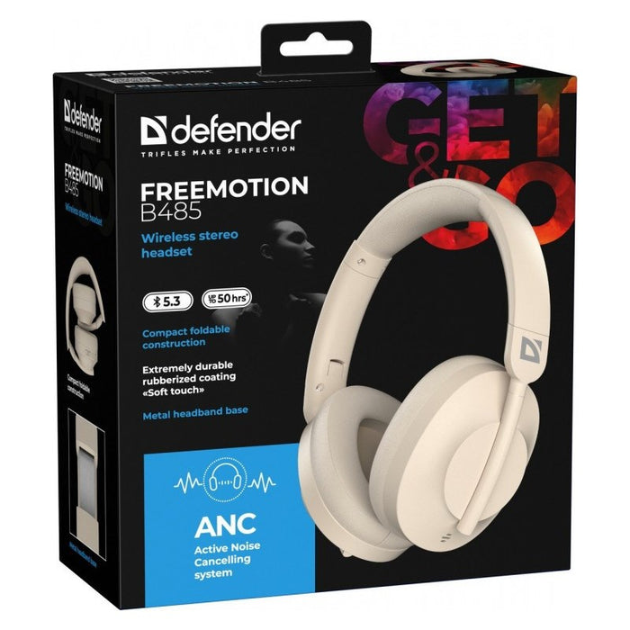 Безжични слушалки тип „over-ear“ Defender FreeMotion B485 ANC 63486 бежови