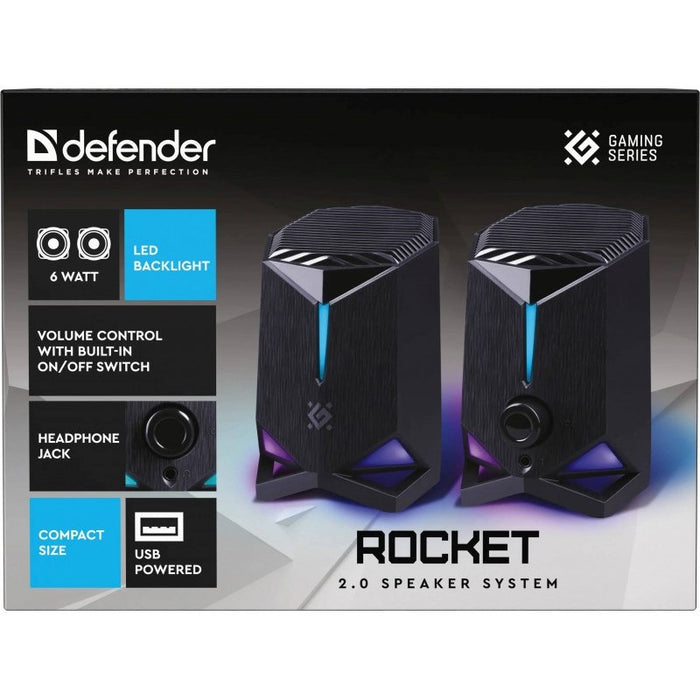 Компютърни високоговорители ROCKET 2.0 6W LED USB ЧЕРНИ