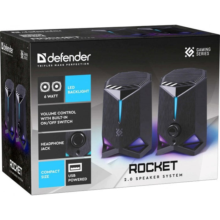 Компютърни високоговорители ROCKET 2.0 6W LED USB ЧЕРНИ