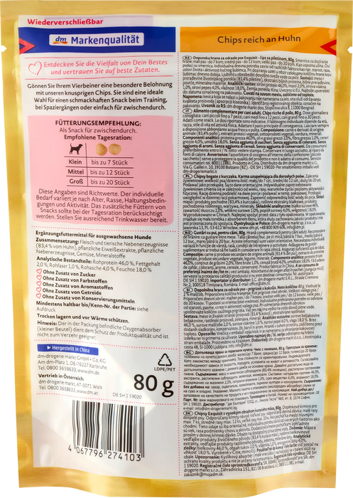 Чипс с пилешко за кучета Exquisit, 80 g