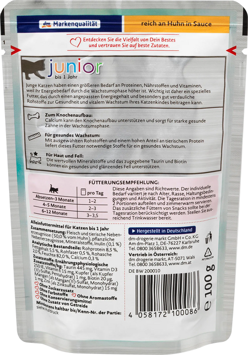 Храна за котки junior с пилешко в сос, 100 g