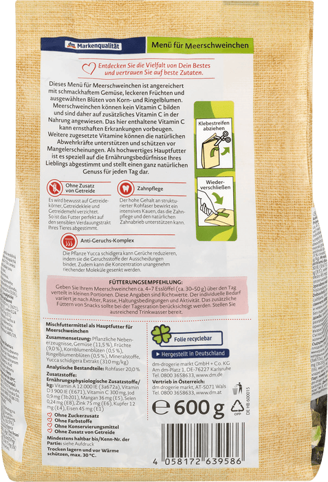 Храна за морски свинчета Naturverliebt, 600 g