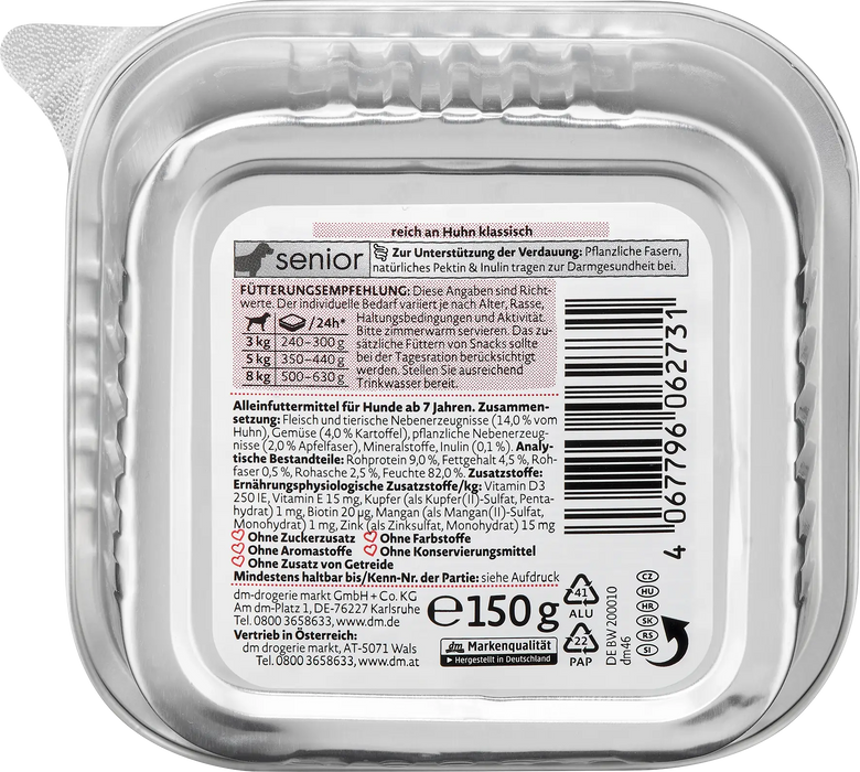 Храна за възрастни кучета с пилешко, 150 g