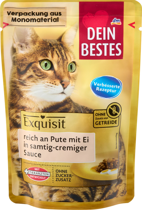 Пауч за котки, пуйка с яйце в сос, Exquisit, 85 g